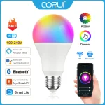 Tuya WiFi E27 Smart Dimmable Bulb RGBCW 100-240V LED Light Smart Life App Control Support Alexa Google Home Alice