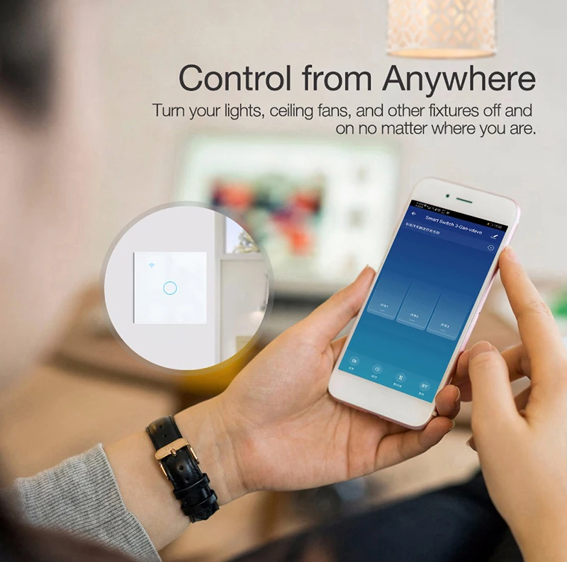 switch 1 gang Tuya Smart Life Light Switch WiFi Touch Sensor Smart Switch App Remote Control No Neutral Wire 110V 220V For Alexa Google Home - Image 1