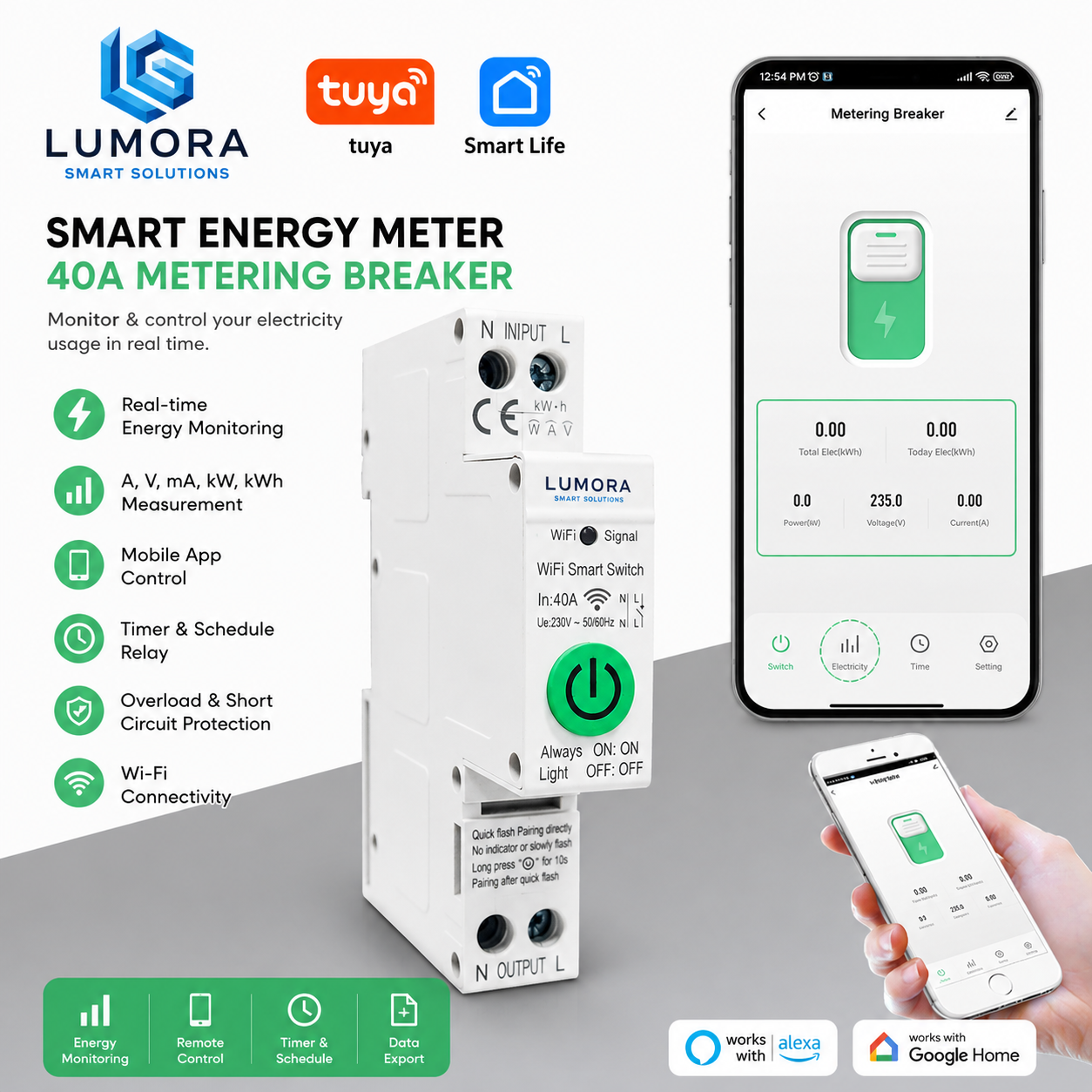 energy meter Smart Life WiFi 40A Energy Meter Circuit Breaker - Image 1